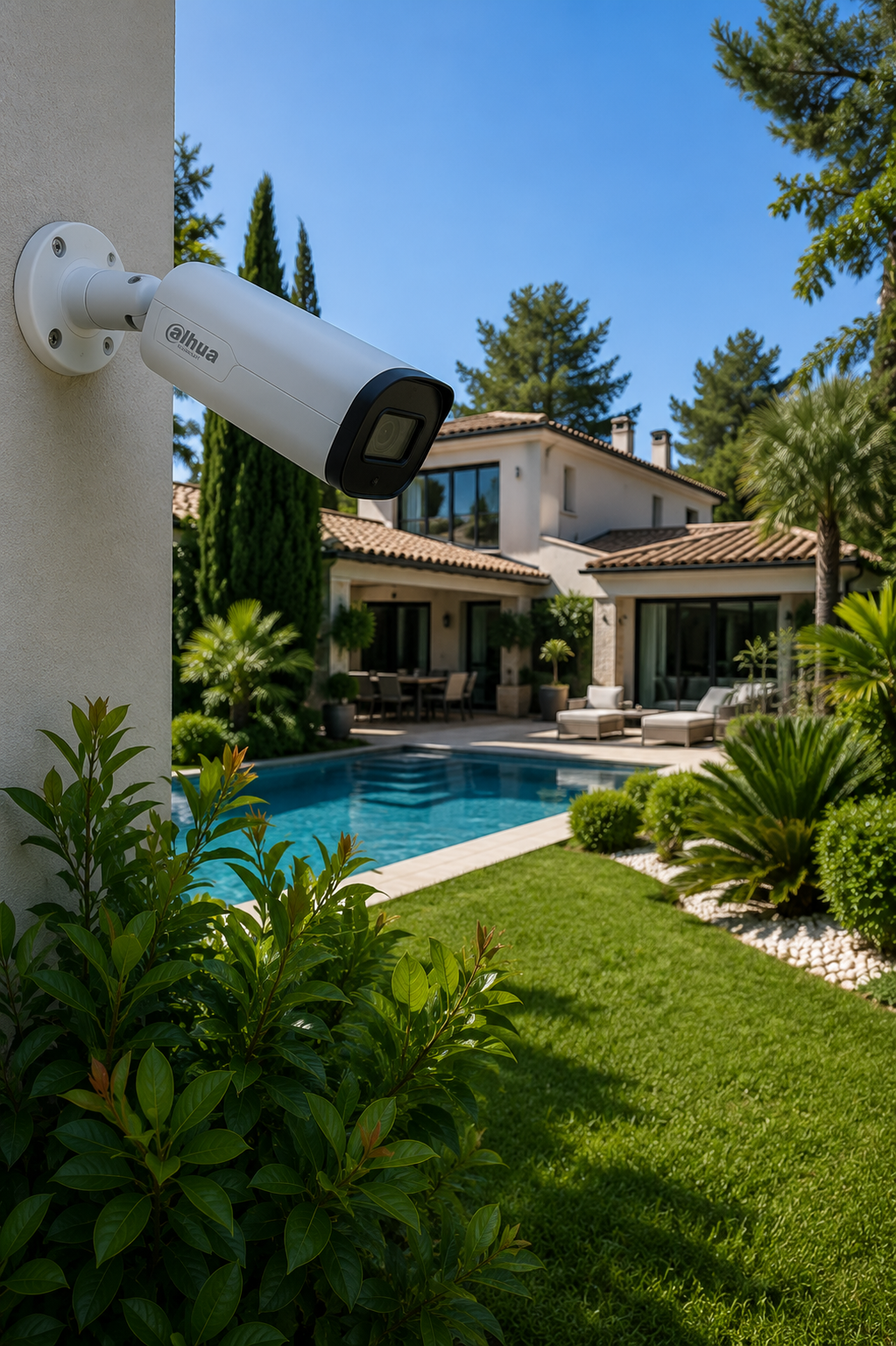 Caméra de vidéosurveillance installée sur une villa